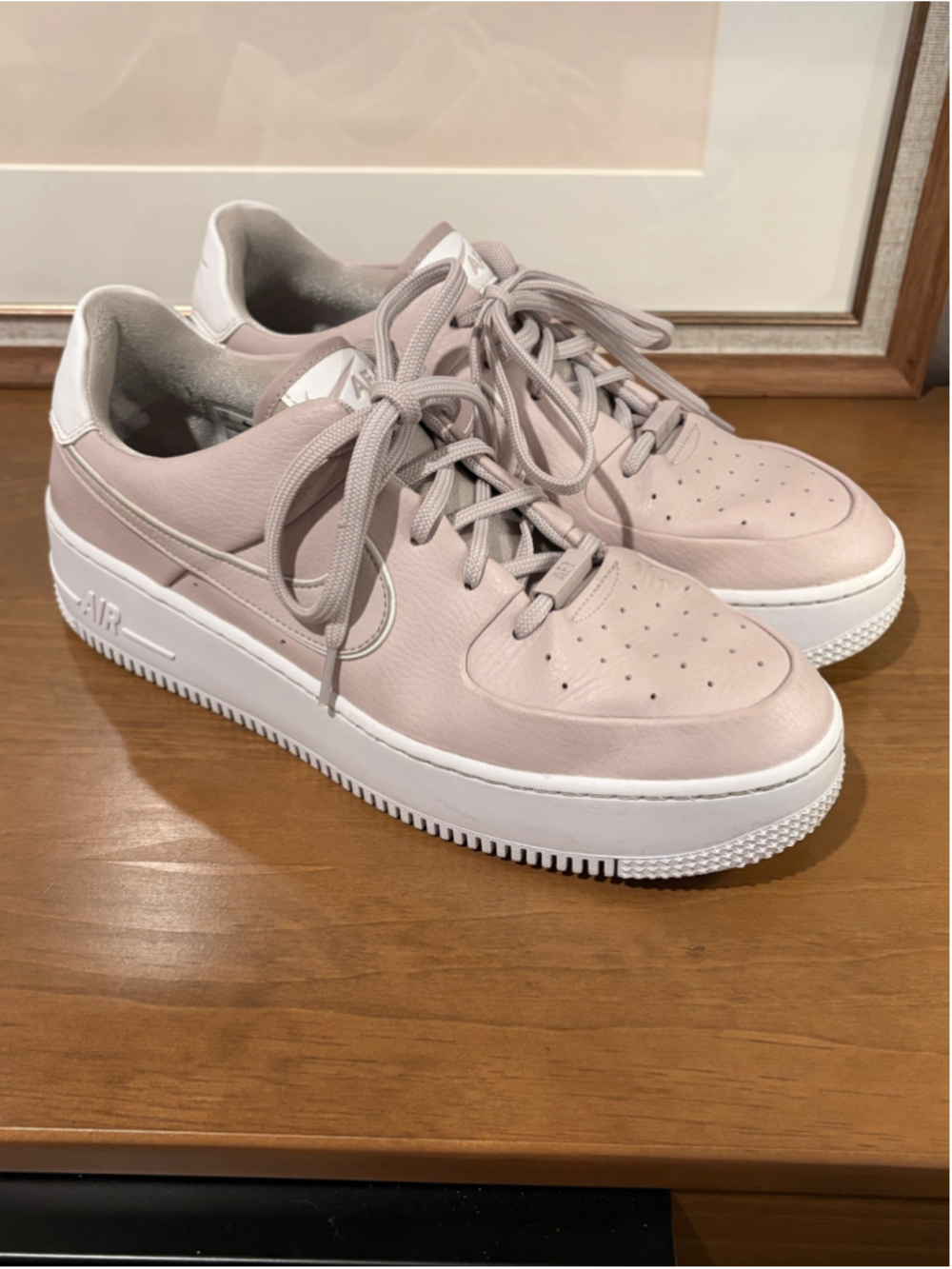 Women's Nike Air Force 1 Sage Low Barely Rose White Sneakers Size 12 (CJ1642-002